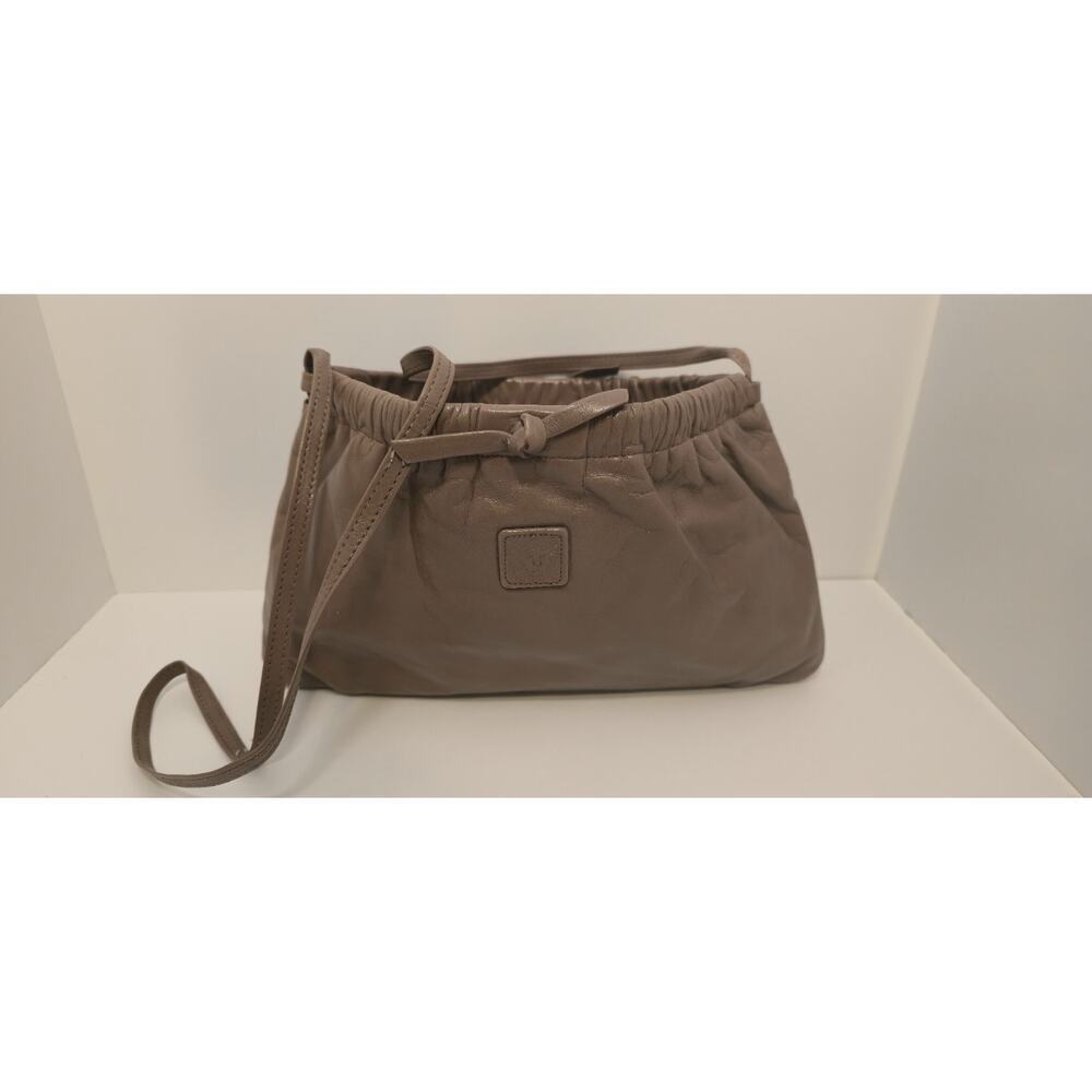 Anne Klein for Calderon Vintage Leather Shoulder/Crossbody Taupe Purse